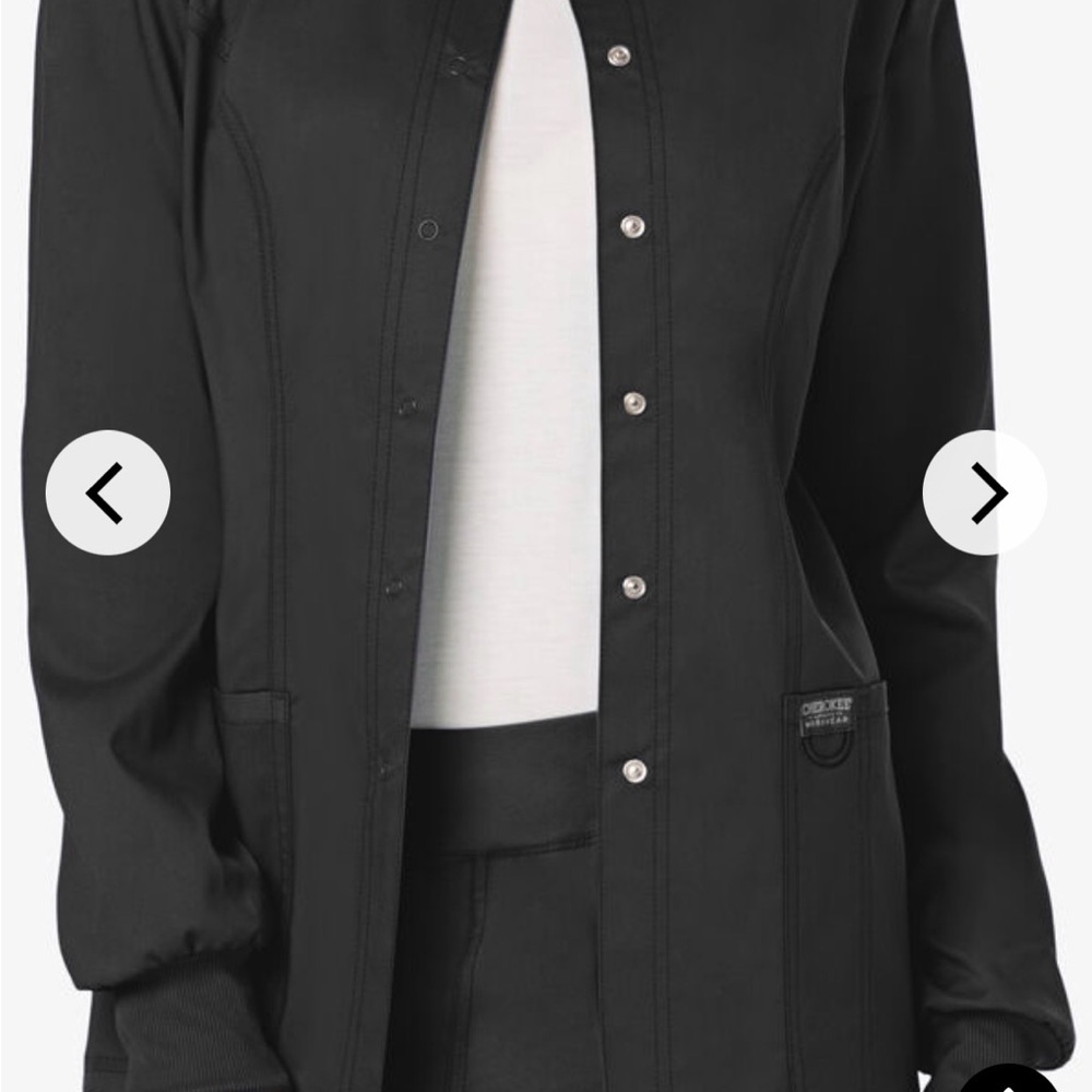 Cherokee Workwear Revolution Women's 3-Pocket Snap Front Scrub Jacket Black